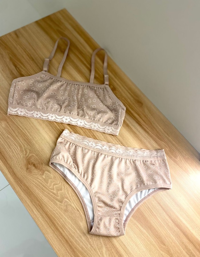 CONJUNTO MENINA MOÇA SEM BOJO ESTAMPADO REF 16