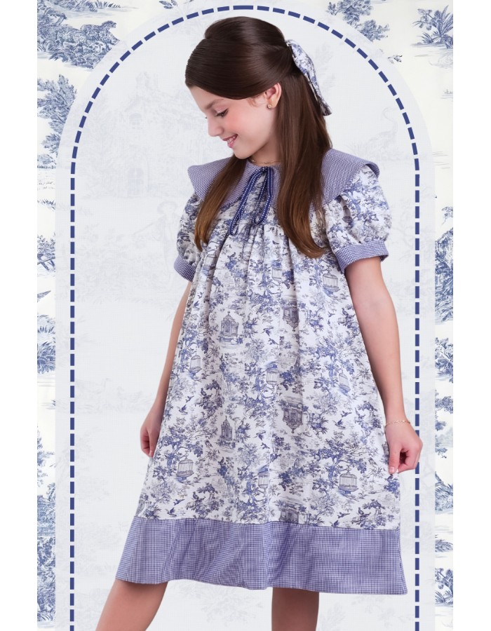 VESTIDO VERÔNICA -ESTAMPA EUROPEIA - (REPOSIÇÃO)