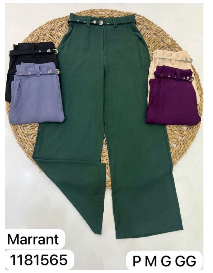 CALÇA PANTALONA TECIDO MARANTE C/ CINTO COR DA PEÇA