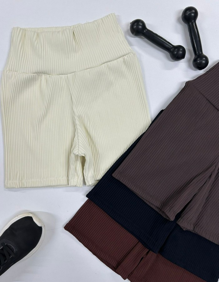 SHORT COS ALTO EM CANELADO DE POLIAMIDA