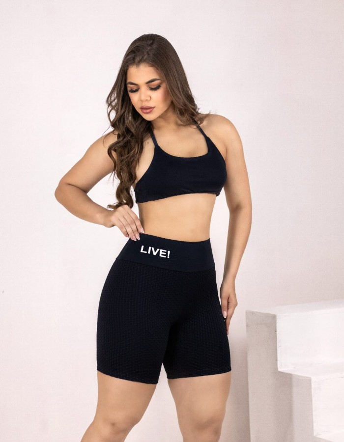 SHORT MEDIO LIVE EM BROCADO DE POLIAMIDA