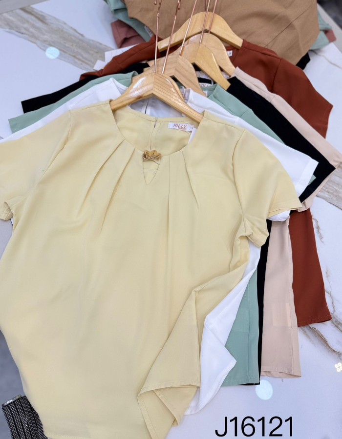 BLUSA DE MANGA CURTA TECIDO CREPE SEDA