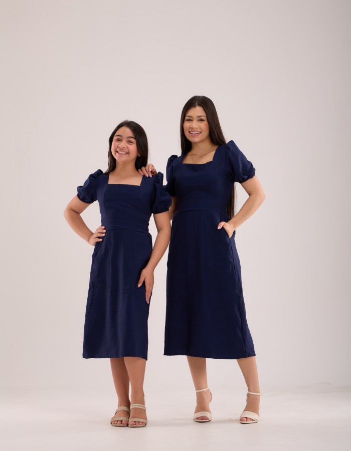 VESTIDO MIDI COM BOLSO ( TEC. MARRANT )