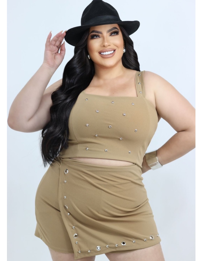 Conjunto Antônia cropped + short saia