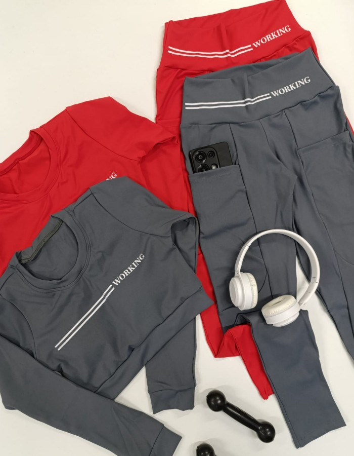 CONJUNTO CALÇA BOLSO TOP MANGA LONGA