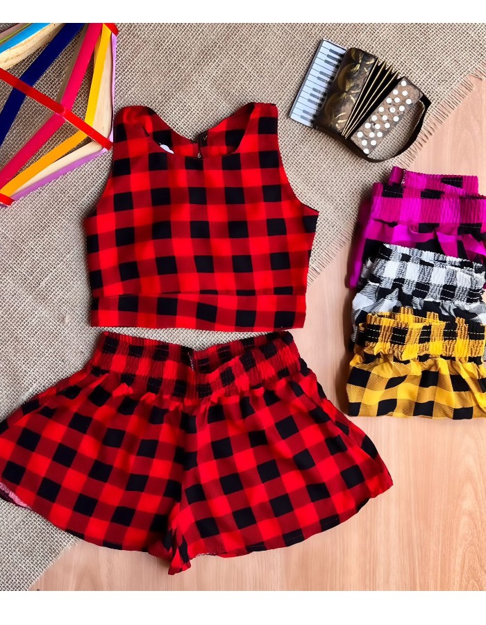 CONJUNTO XADREZ VISCOSE MENINA