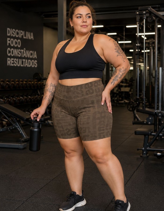 SHORT LONGO PLUS EM JACKARD