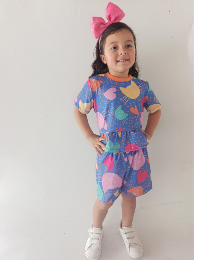 Conjunto Ana gatinhos malha Marisol algodão confort