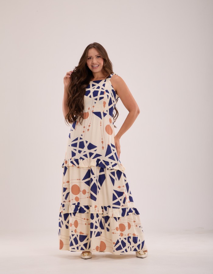 VESTIDO LONGO LASTEX NAS COSTAS (TEC. VISCOLINHO)