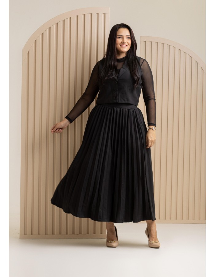 CONJUNTO PLISSADO COM COLETE