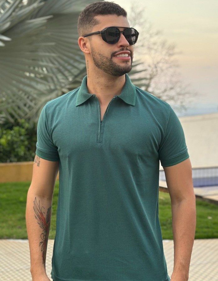 GOLA POLO ZIPER PIQUET AVALON 71% ALGODÃO 29% POLIESTER