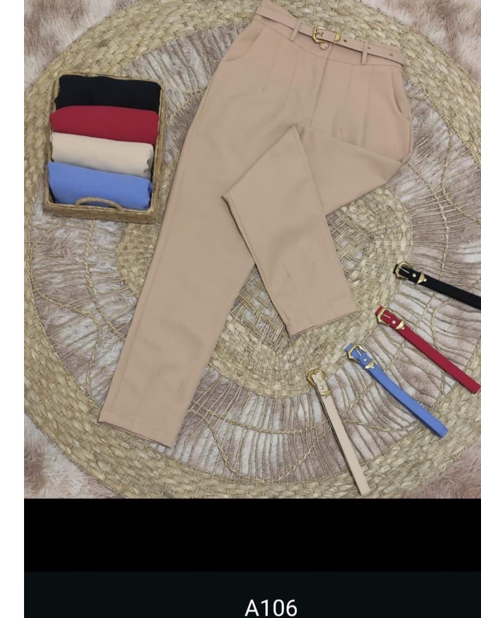 CALÇA TECIDO ALFAIATA C/CINTO COR DA PERÇA