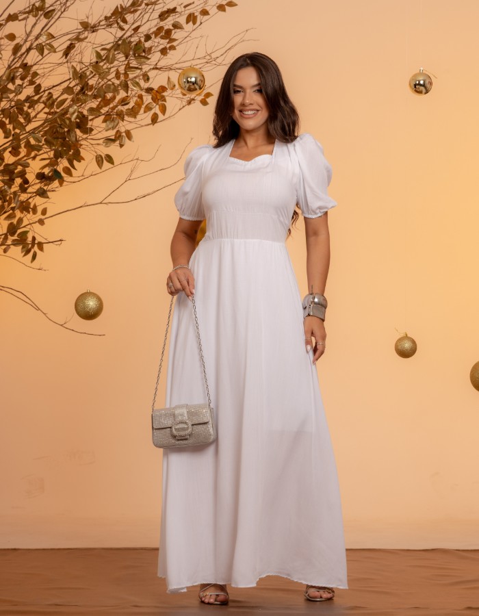 VESTIDO LONGO SAIA GODÊ( TEC. VISCOLINHO )