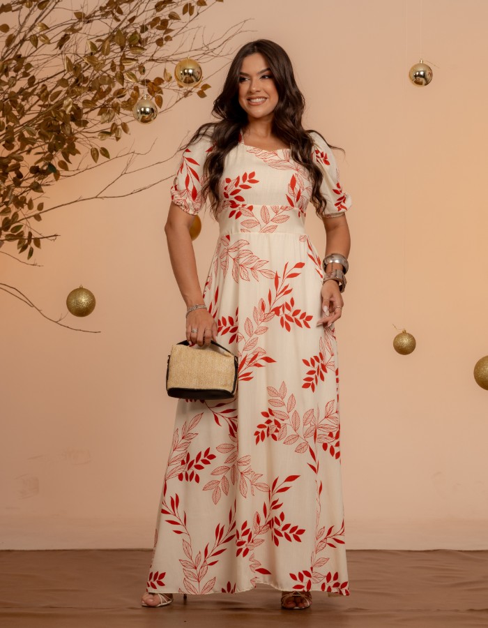 VESTIDO LONGO SAIA GODÊ( TEC. VISCOLINHO )