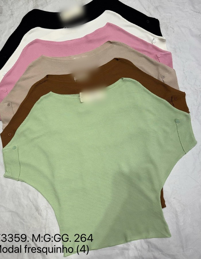 BLUSA TRICO MODAL C/ BOTÃO NA MANGA