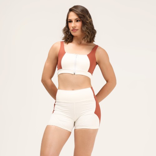 CONJUNTO SHORT LISO COM TOP COM ZIPER