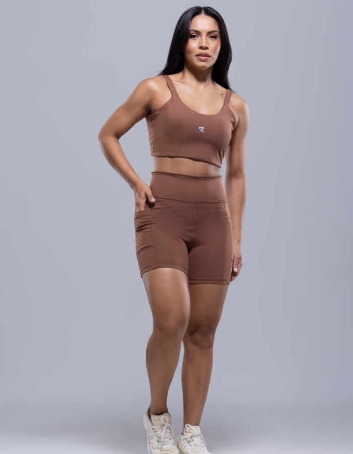 Conjunto Short com Bolso Marrom