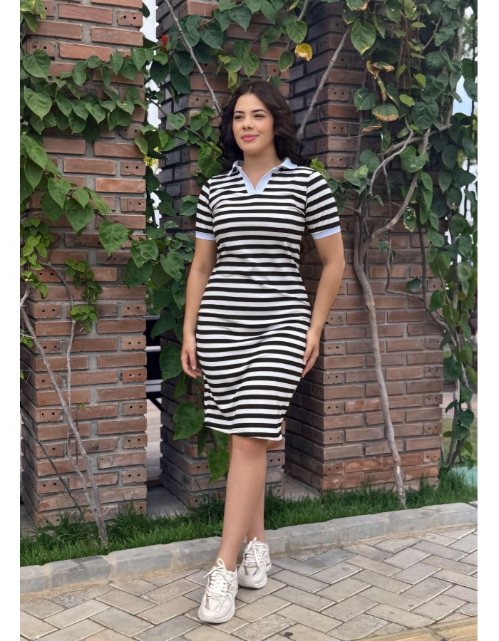 VESTIDO LÁPIS GOLA POLO