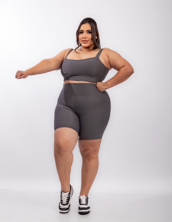 CONJUNTO SHORT JACQUARD DIAMOND COM TOP DE ALÇA LARGA