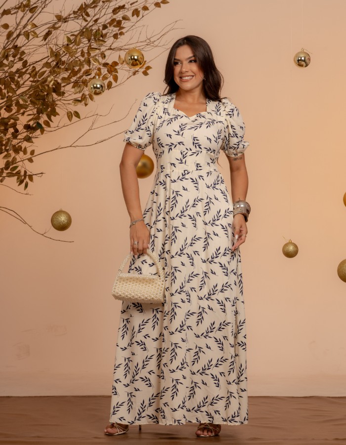 VESTIDO LONGO SAIA GODÊ( TEC. VISCOLINHO )