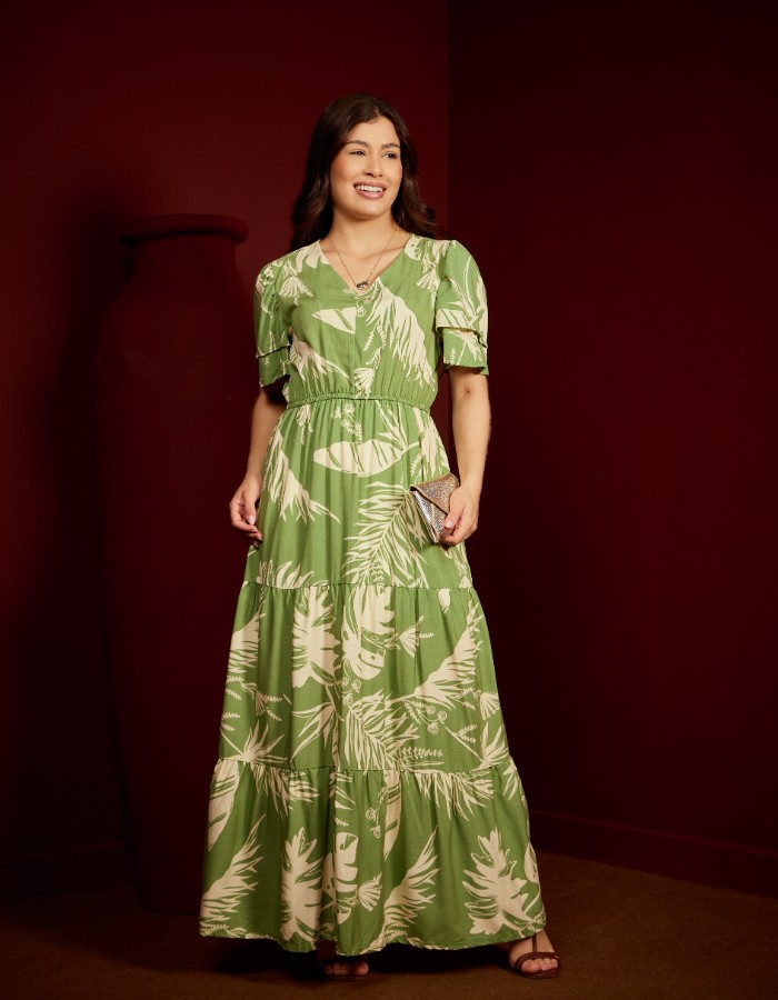 VESTIDO LONGO COM DUAS MANGAS (TEC.VISCOLINHO)