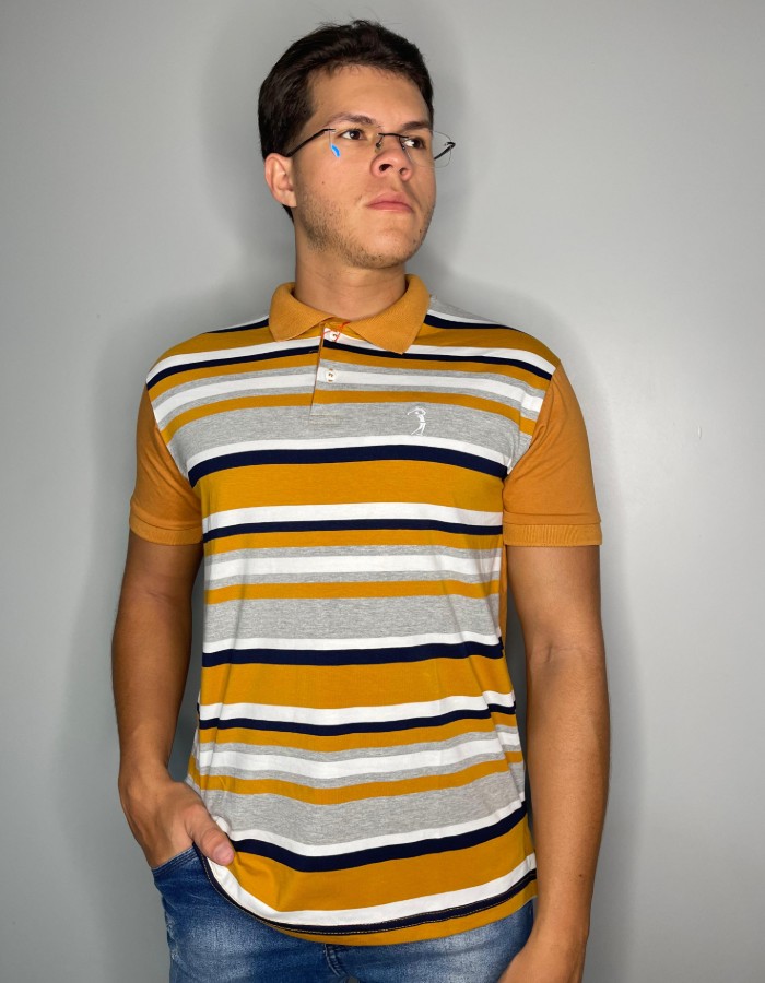 CAMISA GOLA POLO COTON LISTRADA