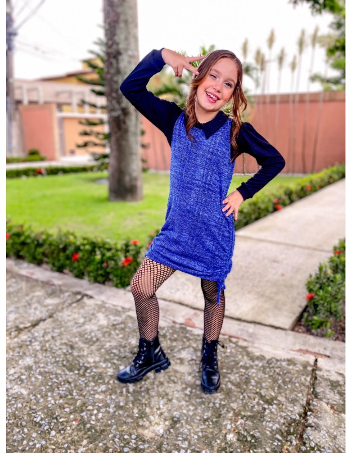 VESTIDO DUAS PECAS VEST + BLUSA SOBREPOSIÇÃO