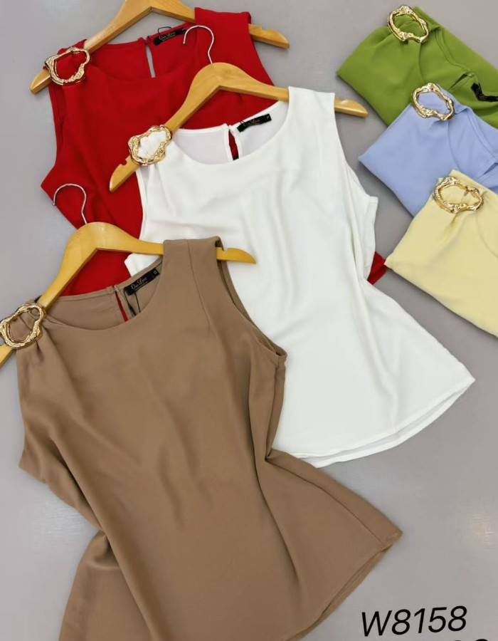 BLUSA CREPE SEDA C/ FIVELA NO OMBRO