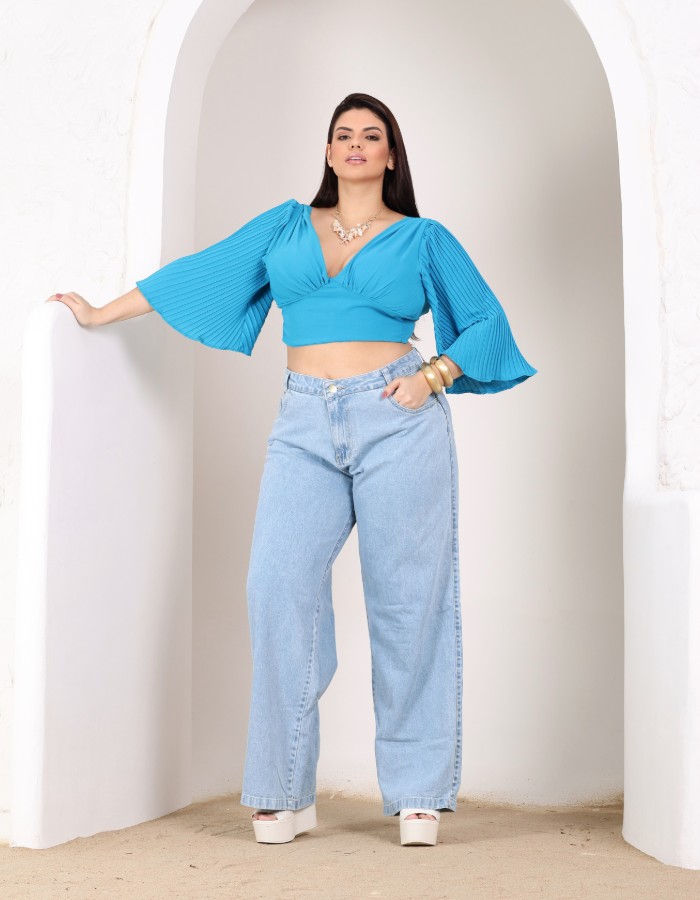 CALÇA FEM WID LEG 100% ALG.