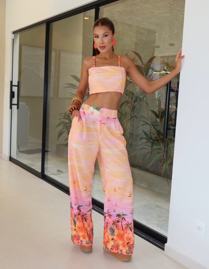 CONJUNTO CALÇA E CROPPED TECIDO FORWAY