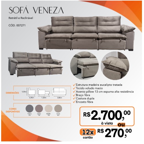 Sofá Veneza 3 Lugares