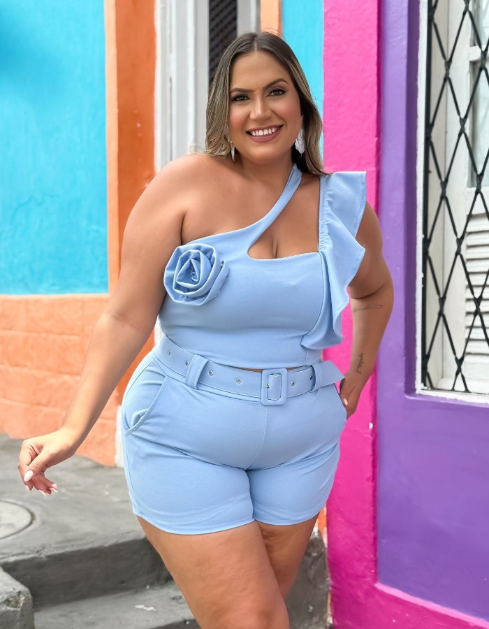 Cropped transpassado c/ manga e detalhe em babadinho 