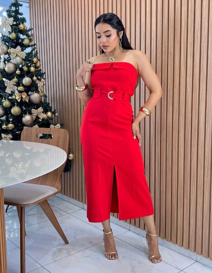 VESTIDO TOMARA QUE CAIA ALFAIATARIA 