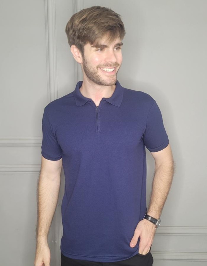 CAMISA GOLA POLO ZIPER TEXTURIZADA ITÁLIA