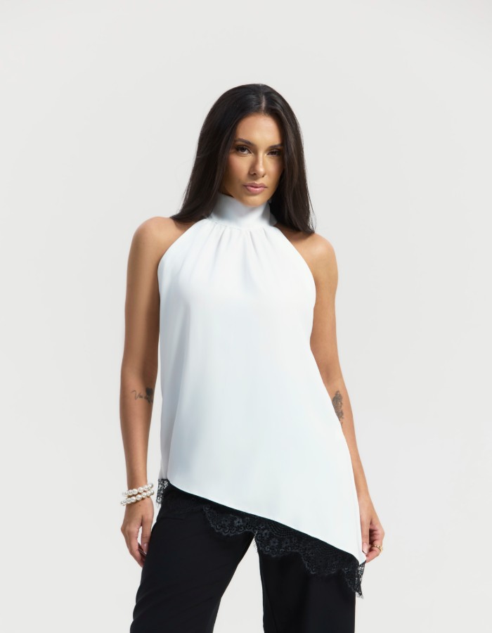 Blusa elegance fluid assimétrica