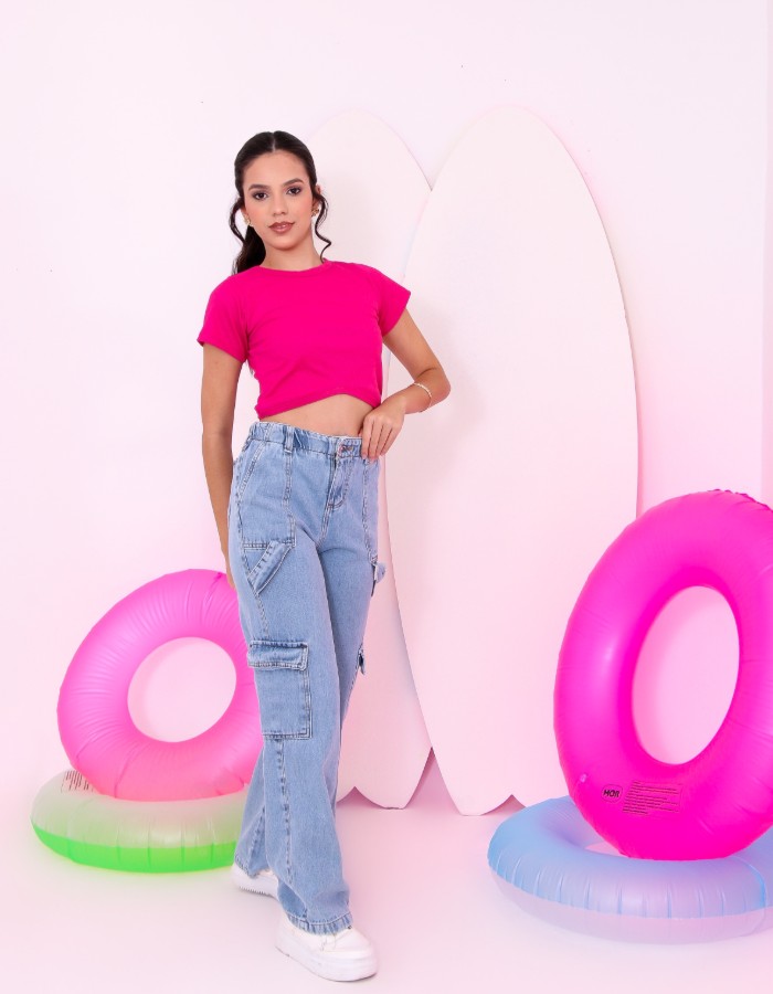 CALÇA WIDE LEG COM ELÁSTICO NO CÓS 