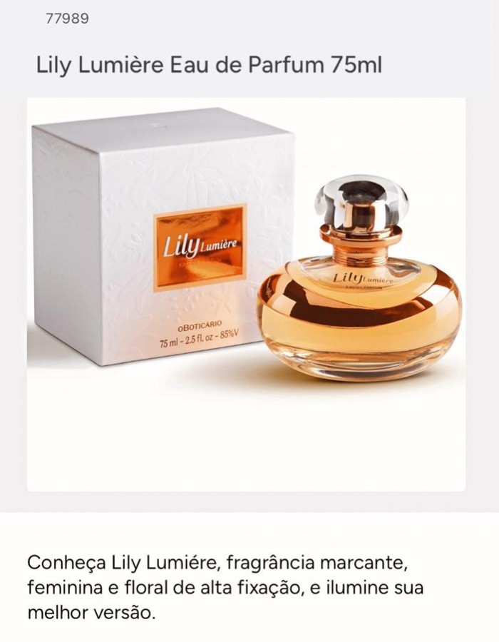Lily Lumière Eau de Parfum 75m