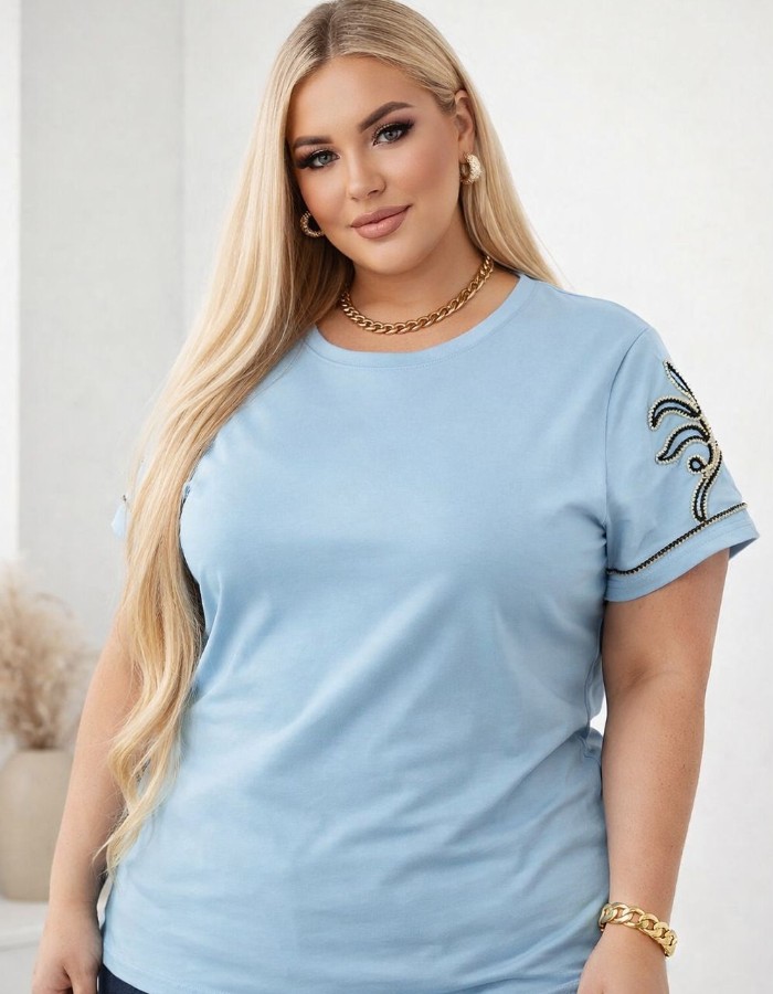 Blusa Plus Manga Bordada