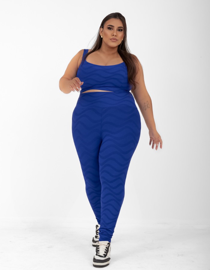 CONJUNTO CALÇA JACQUARD CORAL COM TOP DE ALÇA LARGA