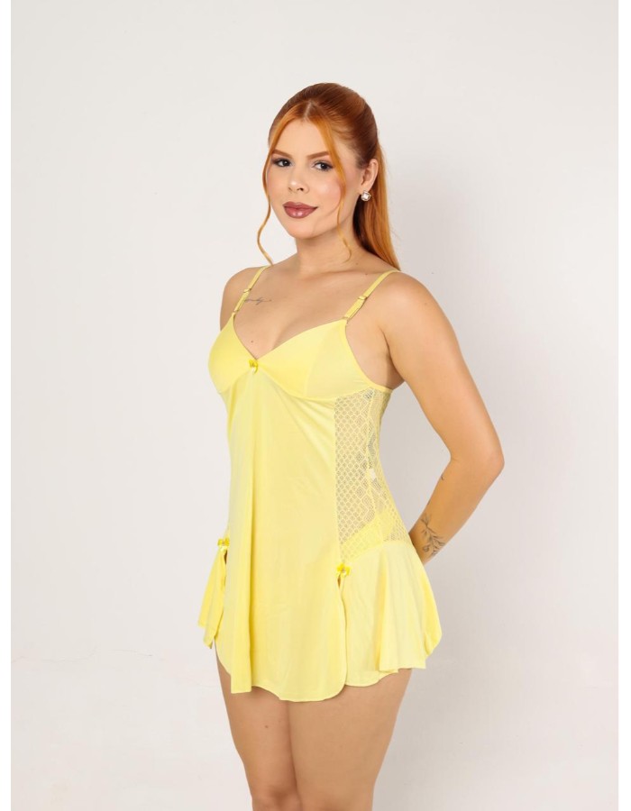 CAMISOLA COM DETALHE RENDADO COM CALCINHA M/G/GG REF 178