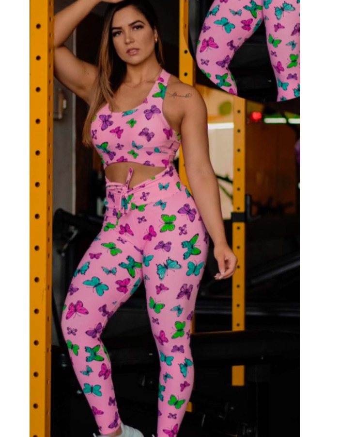 CONJ LEGGING ESTAMPADA COM CADARÇO COM TOP NADADOR