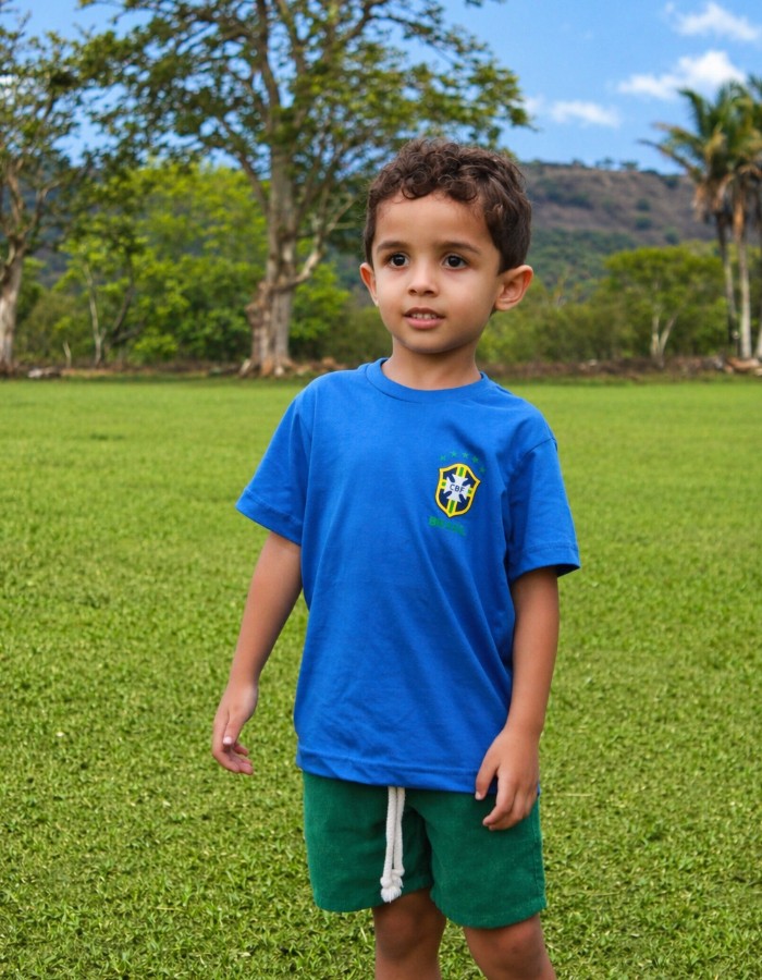  Camisa Brasil Malha MENEGOTTI 100% Algodão Fio 30 infanto-juvenil 