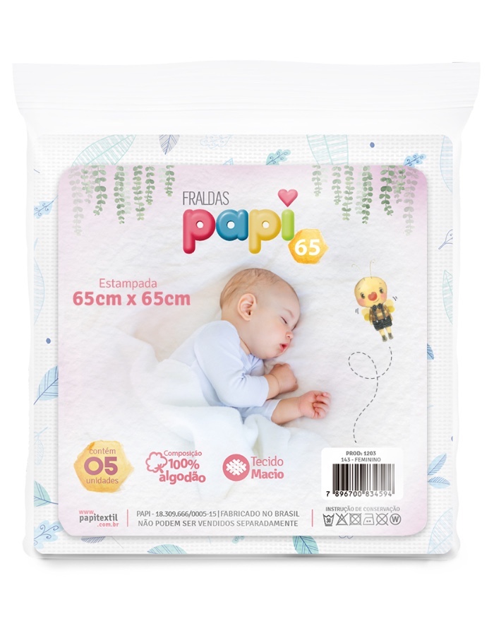 FRALDA PAPI ESTAMPADA 65CMX65CM