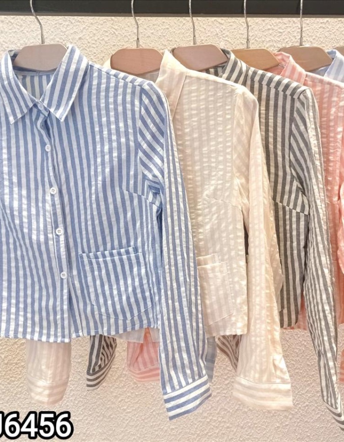 Semi croped listrado linho 