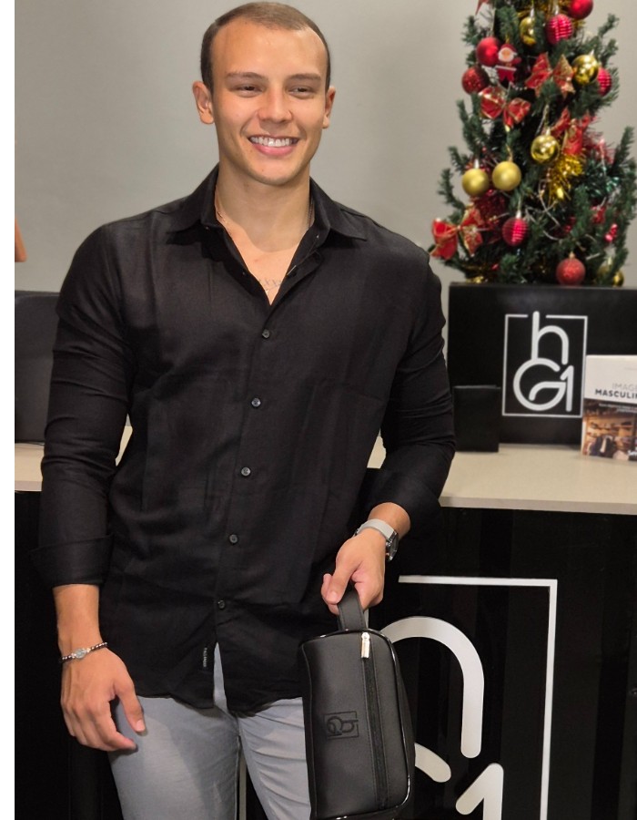 CAMISA SOCIAL MANGA LONGA EM LINHO