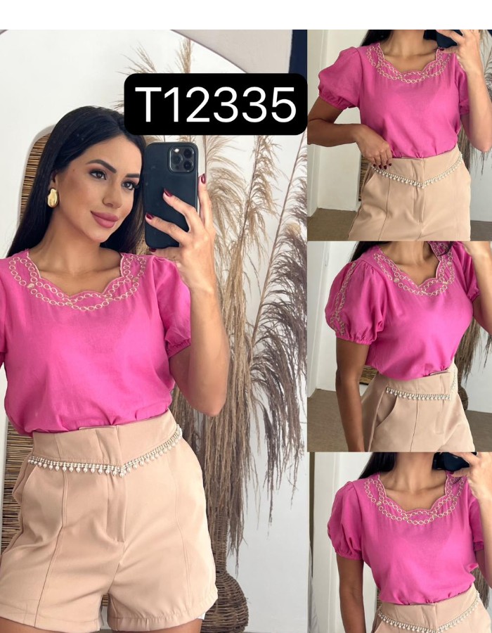 BLUSA LINHO BORDADA