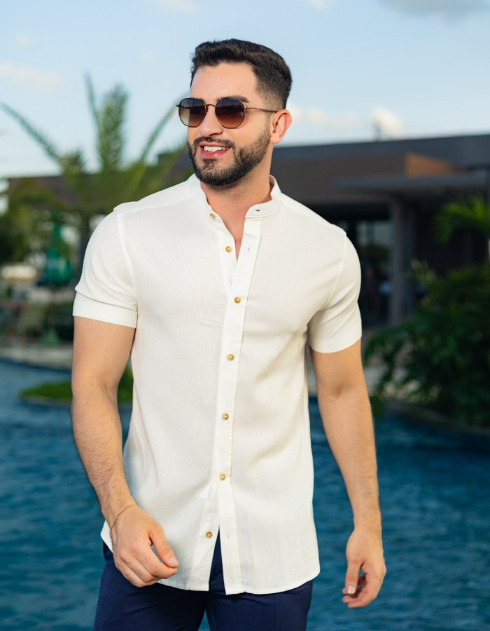 Camisa Gola Padre Linho Premium M/C (R:8-D)