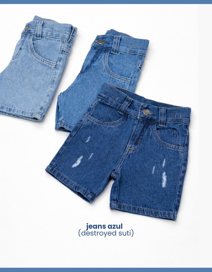 Bermuda jeans 100% algodão masculina infantil