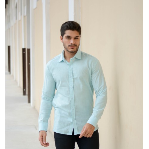 CAMISA MANGA LONGA LINHO GOLA TRADICIONAL 