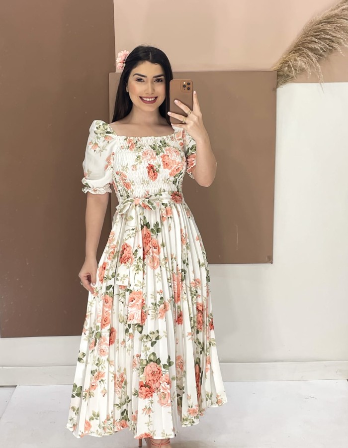 VESTIDO PLISSADO MIDI